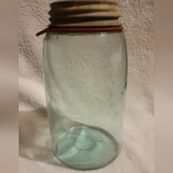 Vintage 1910-1923 Blue Ball Quart Mason Jar #11 - Picture 2 of 5